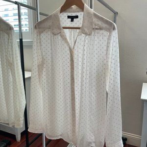 Banana Republic Sheer Dotted Blouse Size M